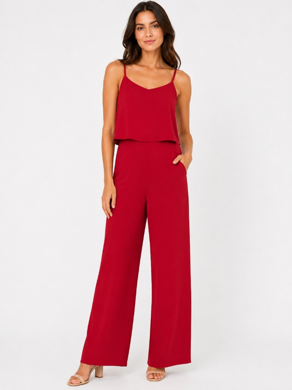 Rachel Roy Red one piece Jumpsuit with Spaghetti Straps/strapless size large